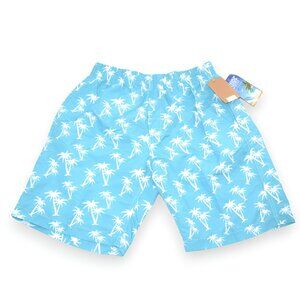 NWT Boys Blue White Beach Bermuda Surf Skate Boarding Swim Trunks Shorts M